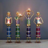 Lamcy Plaza Metal Rajasthani Kalbelia Tea Light Doll Set - Image 2